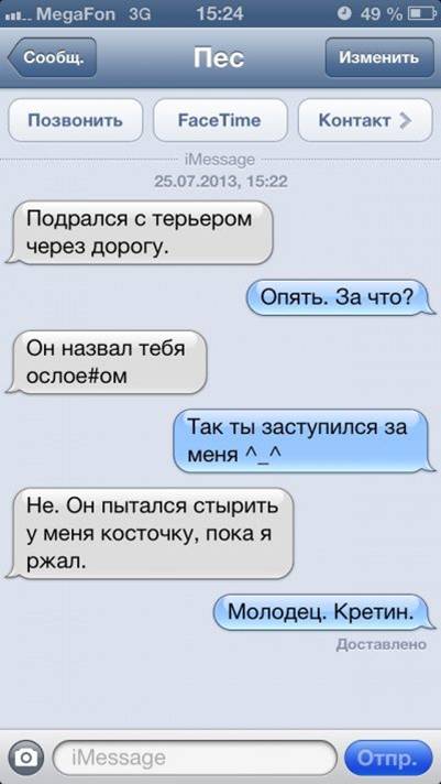 SMS-переписка с бульдогом